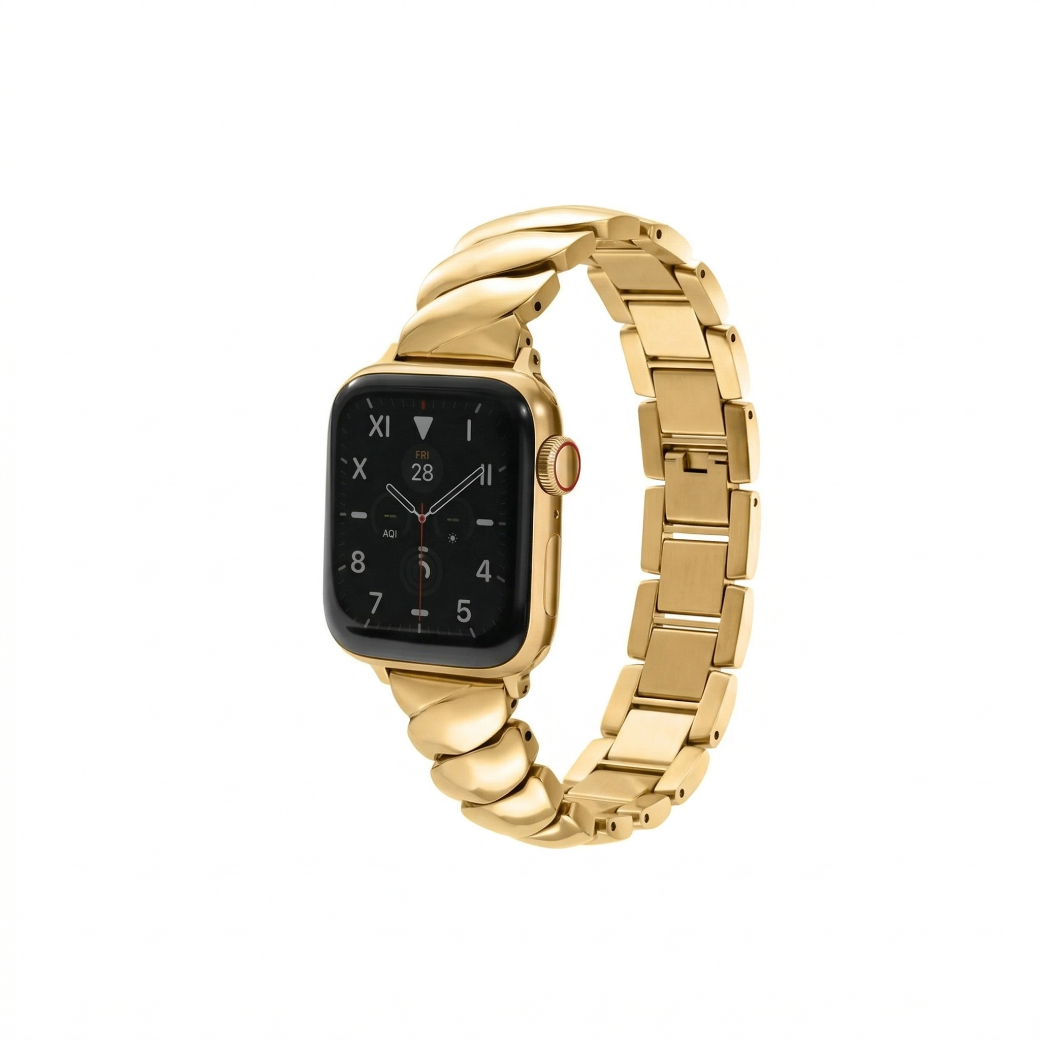 Klassisk apple watch med guld rem i metal
