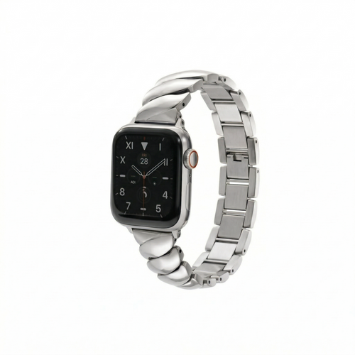 Apple watch med klassisk sølv rem i metal