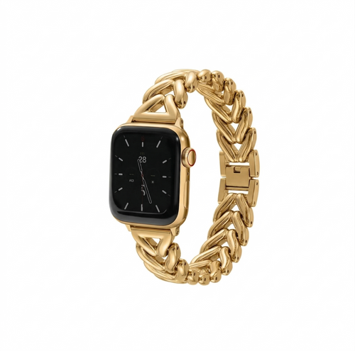 Apple watch med klassisk metal rem i guld