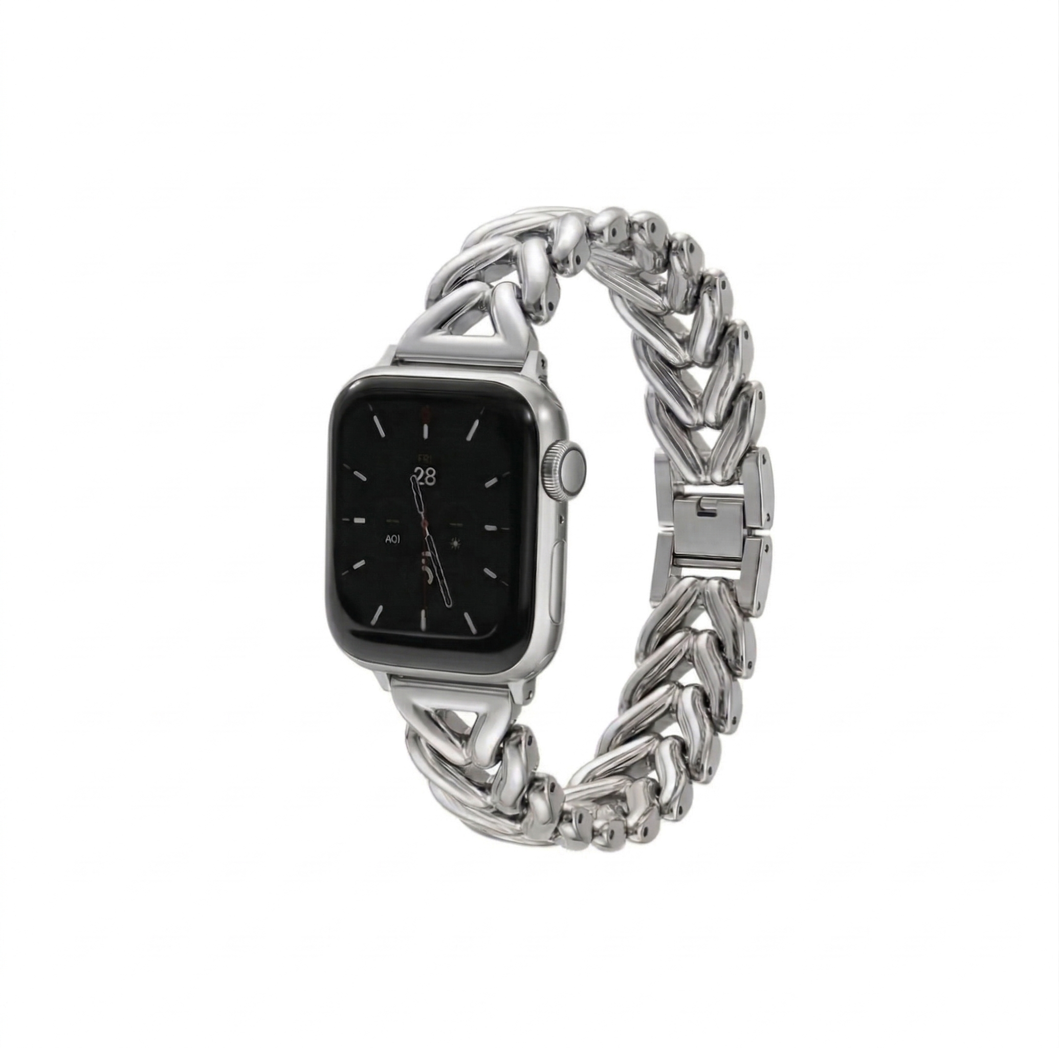 Klassisk apple watch med sølv rem i metal