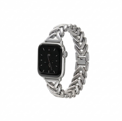 Klassisk apple watch med sølv rem i metal